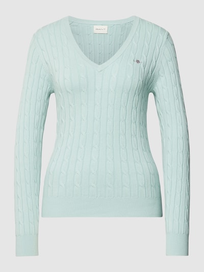 Gant Strickpullover mit Zopfmuster Aqua 2