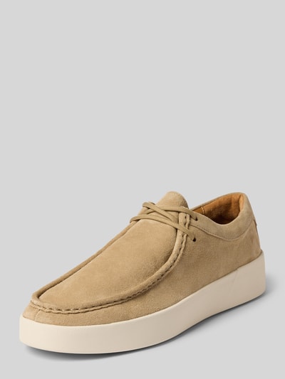 Produktfoto, Schnürschuhe aus echtem Leder Modell 'Lyde_derb_sd' von HUGO in Beige mit glatter Oberfläche und weißer Sohle, Herren Schnürschuhe von HUGO
