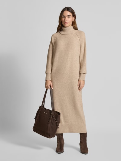 ICHI Midikleid mit gerippten Abschlüssen Modell 'DASILA' Beige 1
