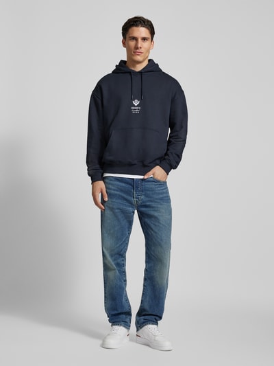 WOODBIRD Hoodie met capuchon, model 'Pope' Marineblauw - 1