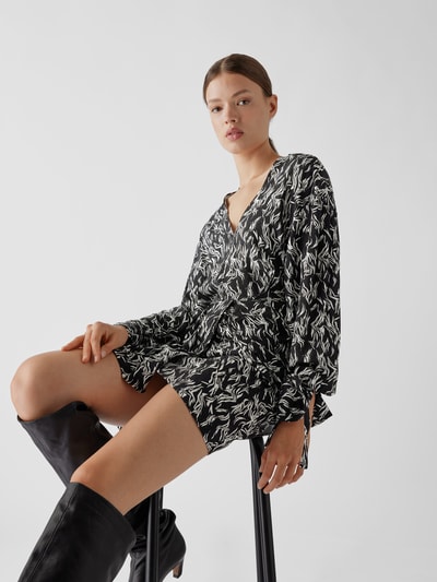 Iro Blusenkleid mit Allover-Muster Schwarz 6