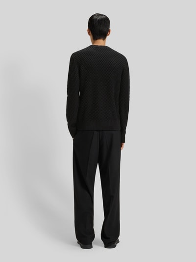 HUGO Regular Fit Strickpullover mit 3D-Strukturmuster Modell 'SYER' Black 5