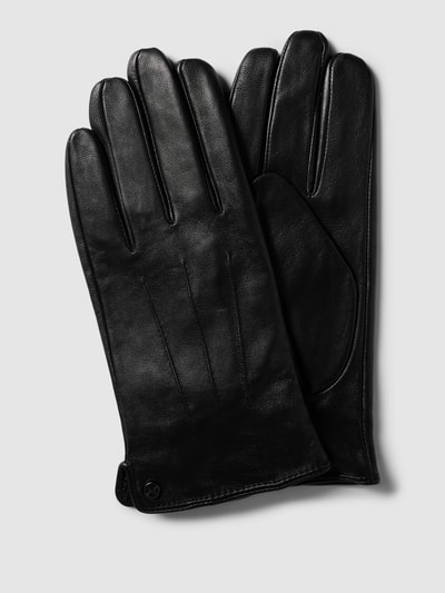 Pearlwood Rękawiczki ze skóry owczej z ozdobnymi szwami model ‘Klassik touch’ Czarny 1