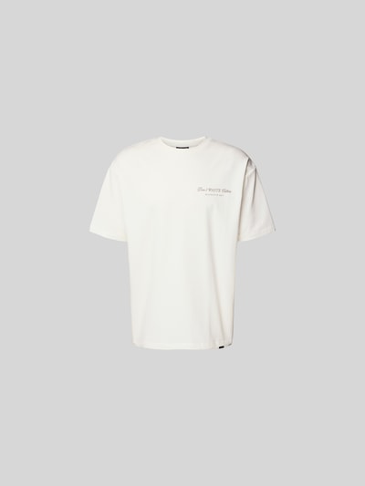 Produktfoto, Regular Fit T-Shirt aus Baumwoll-Mix von Don't Waste Culture in Weiß mit Statement-Print, Rundhalsausschnitt, kurzärmelig, Rückenlänge 70 cm bei Größe M.