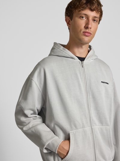 Pegador Bluza rozpinana o kroju oversized z kapturem i wyhaftowanym logo Jasnoszary 3