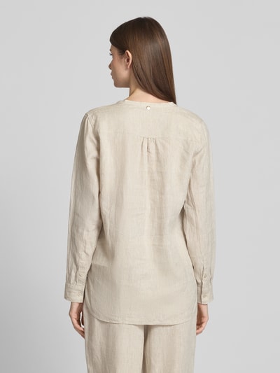 MOS MOSH Regular Fit Leinenbluse mit Tunikakragen Modell 'Danna' Sand 5