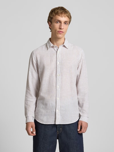 ONLY & SONS Regular Fit Freizeithemd aus Leinen-Baumwoll-Mix Modell 'CAIDEN' Beige 4