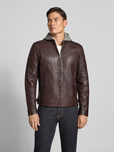 Gipsy Leren jack van echt schapennappa, model 'RYLO' Donkerbruin - 4