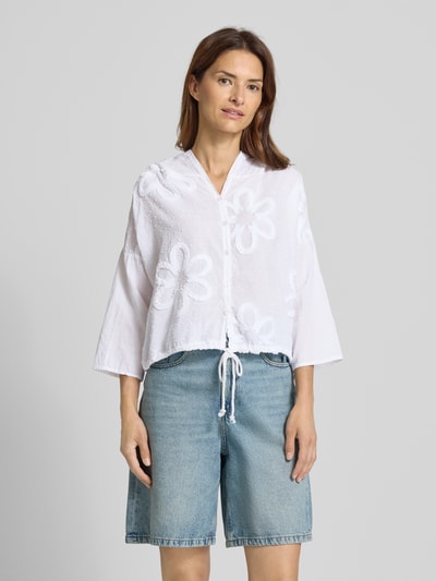 ZABAIONE Boxy Fit Bluse mit Kapuze und Tunnelzug Weiss 4