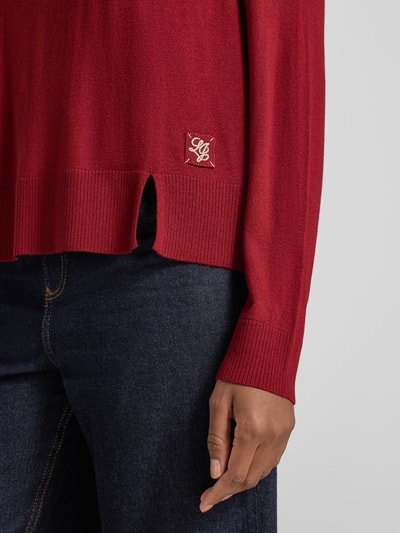 Liu Jo White Strickpullover mit Stehkragen Dunkelrot 3