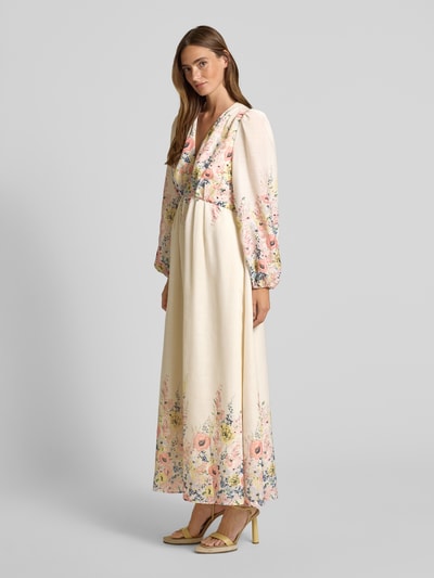 Neo Noir Maxi-jurk met V-hals, model 'SILFI' Beige - 1