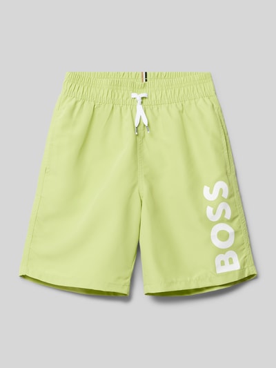 Boss Badehose mit Label-Print Hellgruen 1