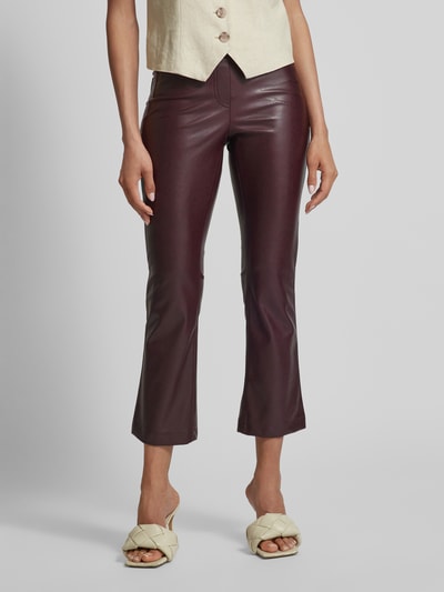 Cambio Regular fit leren broek met elastische band met label Aubergine - 4