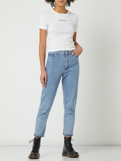 CHAMPION Cropped T-Shirt mit Logo-Print Weiss 1