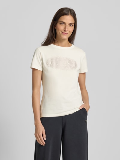 Guess Activewear T-shirt met labeldetail, model 'INGRID' Offwhite - 4