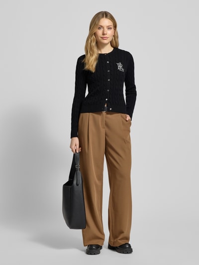 Lauren Ralph Lauren Strickjacke mit Zopfmuster und Label-Stitching Modell 'RALHAN' Black 1