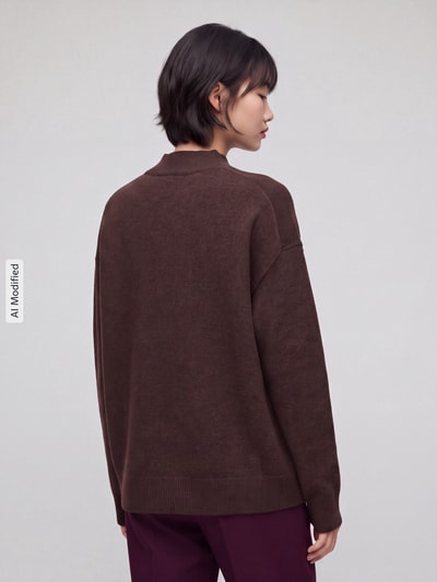 Marc O'Polo DENIM Regular Fit Turtleneck-Pullover aus Schurwoll-Mix Dunkelbraun 5