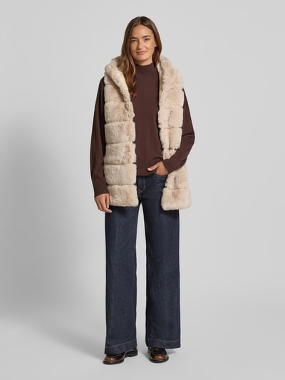 Apricot Weste aus Kunstfell mit Steppnähten Offwhite 1