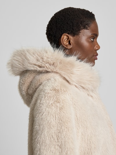 Marc Cain Regular fit lange jas van imitatiebont Zand - 3