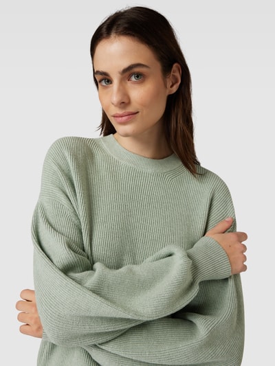 MSCH Copenhagen Sweter z dzianiny o kroju oversized z fakturowanym wzorem model ‘Acentia’ Trzcinowy melanż 3