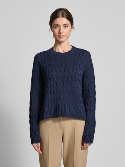 Tommy Hilfiger Strickpullover aus reiner Baumwolle mit Rundhalsausschnitt Marine 4