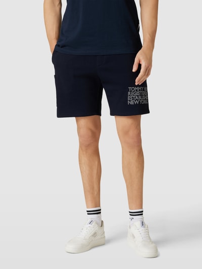 Tommy Hilfiger Sweatshorts met labelprint Marineblauw - 4