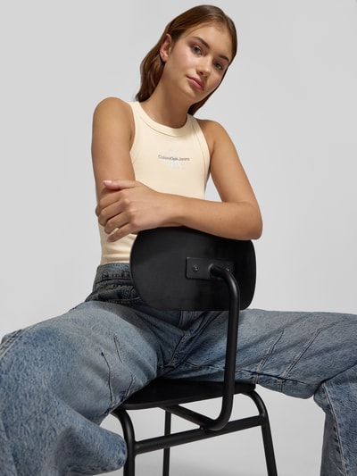 Calvin Klein Jeans Tanktop met labelstitching en ronde hals Beige - 3