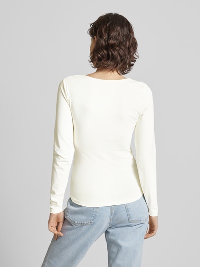 Only Shirt met lange mouwen en diepe ronde hals, model 'LEA' Offwhite - 5