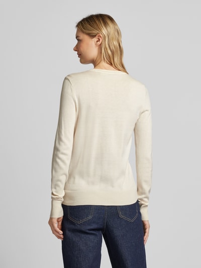 Lauren Ralph Lauren Strickpullover mit geripptem Rundhalsausschnitt Modell 'SHAVONNE' Offwhite 5