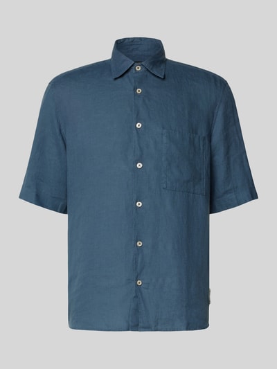 Marc O'Polo Regular Fit Leinenhemd mit kurzem Arm Blau 2