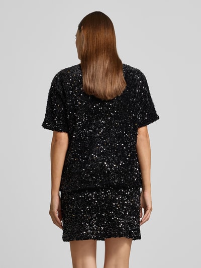 Vila Blusenshirt mit Paillettenbesatz Modell 'FAITH' Black 5