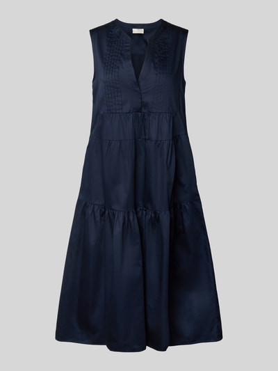 Milano Italy Sukienka midi z kołnierzem z lamówką Ciemnoniebieski 2