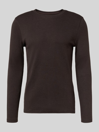 MCNEAL Shirt met lange mouwen, structuurmotief en ronde hals Chocoladebruin gemêleerd - 2