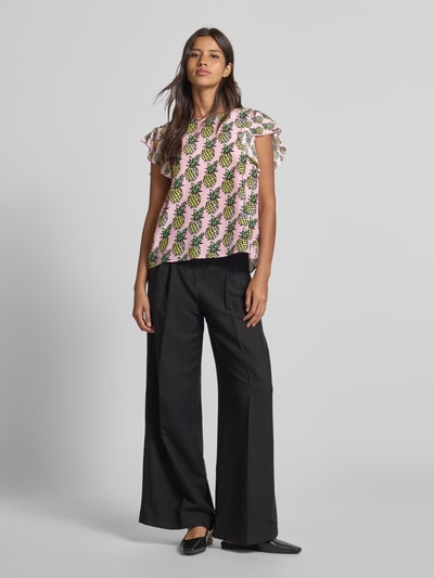 Marc Cain Bluzka o kroju regular fit z okrągłym dekoltem Mocnoróżowy 1