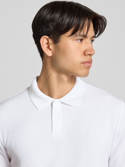 JACK & JONES koszulka polo o kroju regular fit z fakturowanym wzorem model 'AUSTIN' Biały 3