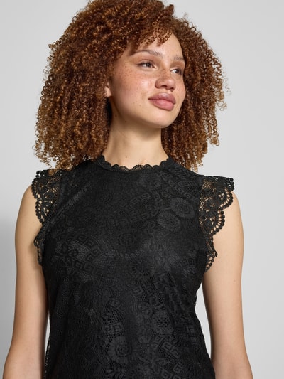 Pieces Sukienka z koronki o kroju regular fit z falistym brzegiem model ‘OLLINE’ Czarny 3