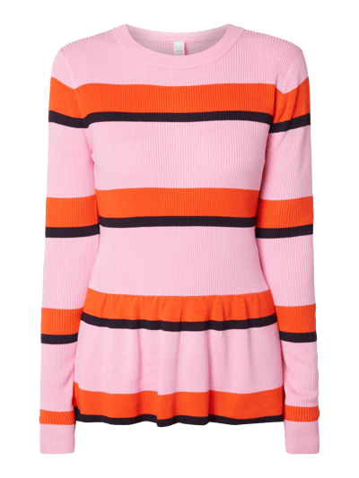 mbyM Pullover mit Schößchen und Streifenmuster Pink 2