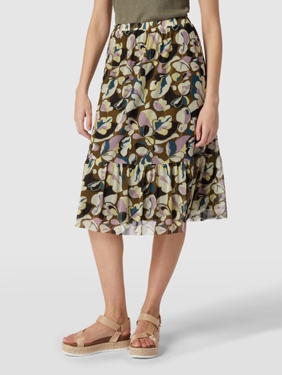 Tom Tailor Midirok met all-over bloemenmotief Olijfgroen - 4