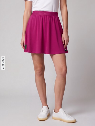 Lacoste Sport Rozkloszowana sportowa spódnica z detal z logo Mocnoróżowy 4