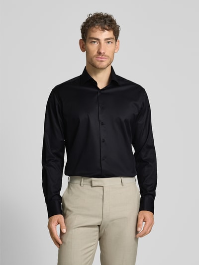 ETERNA Koszula biznesowa o kroju regular fit z Uni Solid Czarny 4