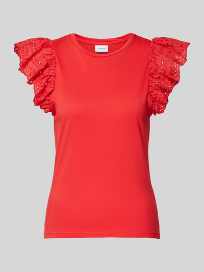 Vila T-Shirt mit Volants Modell 'redda' Rot 2