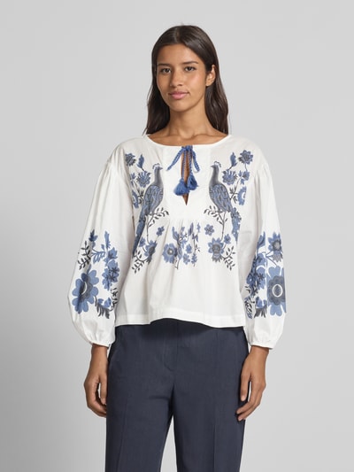 LOLLYS LAUNDRY Regular Fit Bluse mit Puffärmeln Modell 'Askar' Offwhite 4