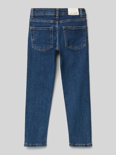 Mango Slim Fit Jeans mit Logo-Patch Dunkelblau 3