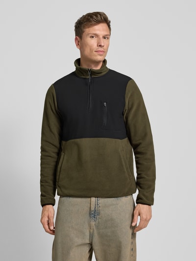 Blend Sweatshirt met opstaande kraag, model 'MARIO' Olijfgroen - 4