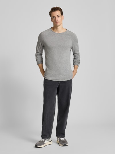 American Vintage Shirt met lange mouwen en ronde hals, model 'SONOMA' Lichtgrijs - 1