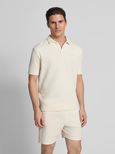 GABBA Regular Fit Poloshirt mit Strukturmuster Modell 'Lio' Ecru 4