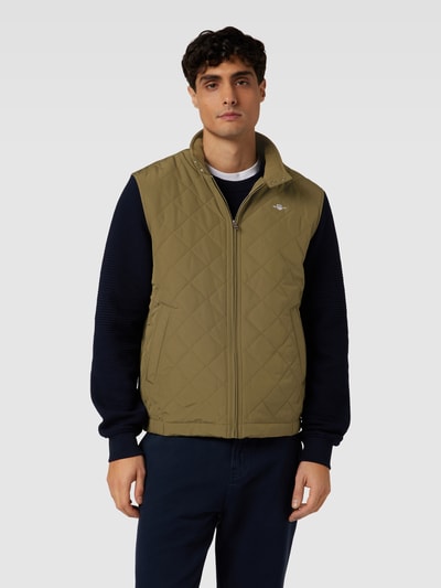 Gant Bodywarmer met strookzakken, model 'WINDCHEATER' Olijfgroen - 4