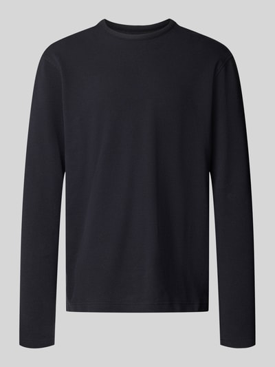 Produktfoto, Longsleeve mit Strukturmuster und Rundhalsausschnitt von MCNEAL, dunkle Farbe, Baumwoll-Mix mit Stretch, Regular Fit, schlichte Textur