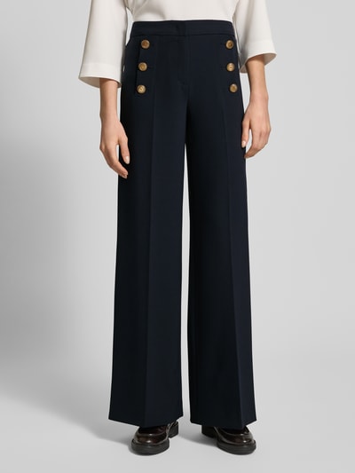 SEDUCTIVE Wide leg stoffen broek met knoopsluitingen, model 'BRIDGET' Marineblauw - 4