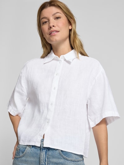More & More Regular fit linnen blouse met knoopsluiting Offwhite - 3